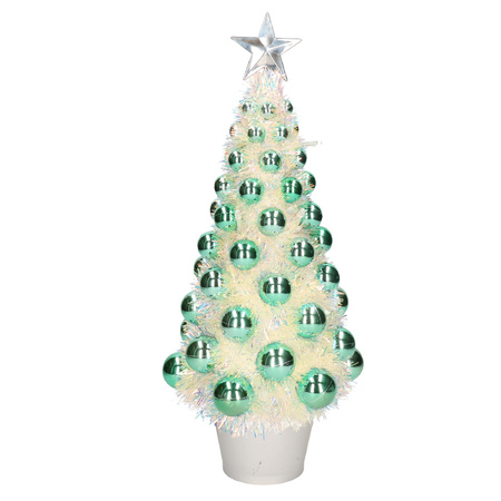 Kunstkerstboom compleet met lichtjes en ballen groen 40 cm