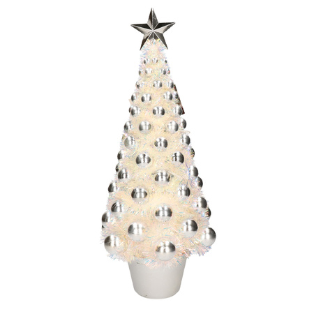 Complete cristmas tree silver with lights 50 cm