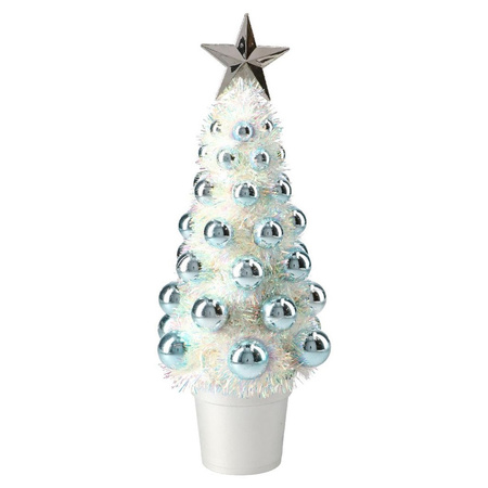 Kunstkerstboompje compleet met kerstballen blauw 29 cm