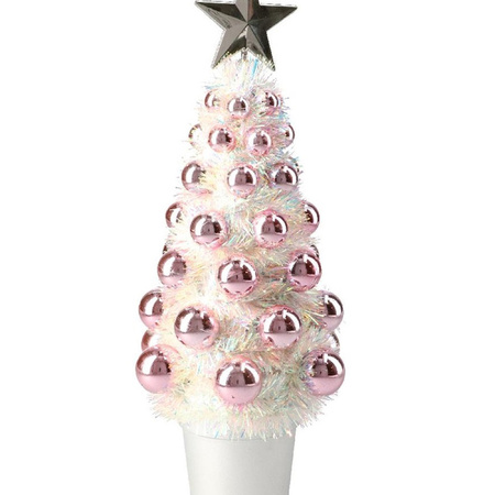 Complete small cristmas tree with baubles pink 29 cm