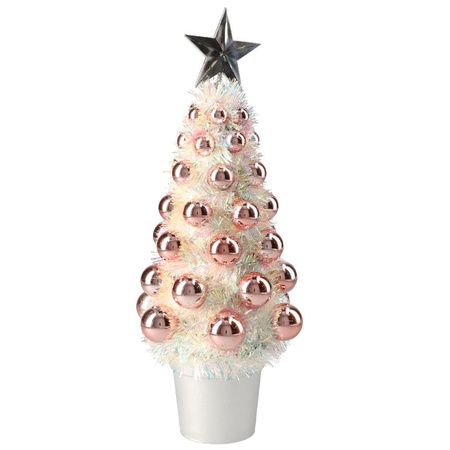 Complete small cristmas tree with baubles salm pink 29 cm