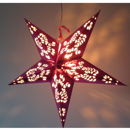 Christmas decoration pink paper star 60 cm with lighting cable
