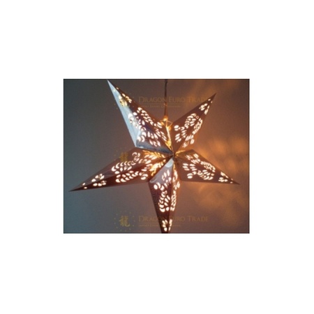 Christmas decoration silver paper star 60 cm with lighting cable