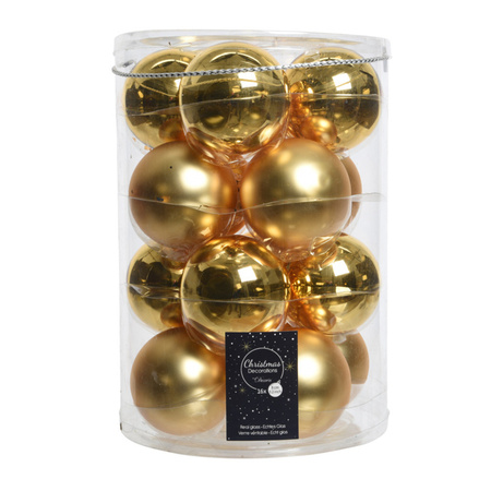 Decoris kerstballen 16x stuks 8 cm incl. piek mat goud - glas