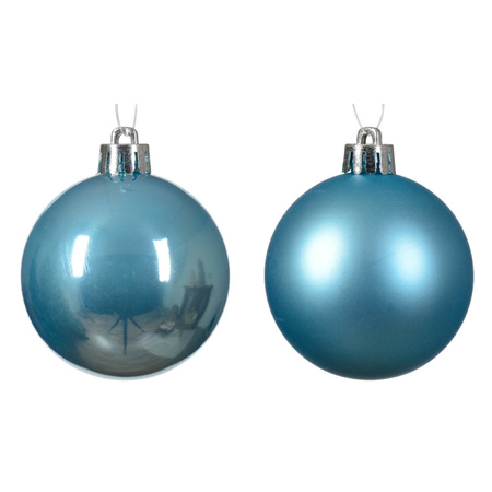 Decoris kerstballen - 12x - ijs blauw - 6 cm -kunststof