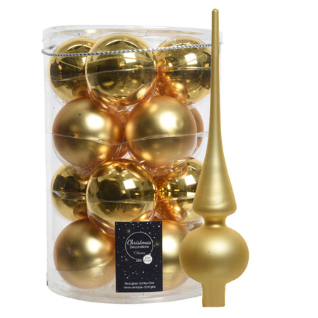 Decoris kerstballen 16x stuks 8 cm incl. piek mat goud - glas
