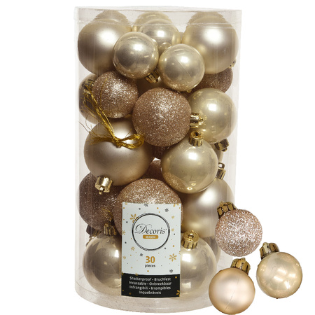 Decoris kerstballen 44x stuks champagne 3-4-5-6 cm kunststof