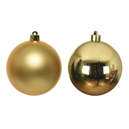 6x Kunststof kerstballen glanzend/mat goud 8 cm kerstboom versiering/decoratie goud