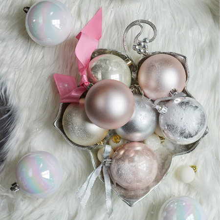 6x Kunststof kerstballen glanzend/mat zilver 8 cm kerstboom versiering/decoratie