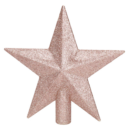 Decoris 14x pcs christmas baubles 3 cm incl. star topper light pink plastic