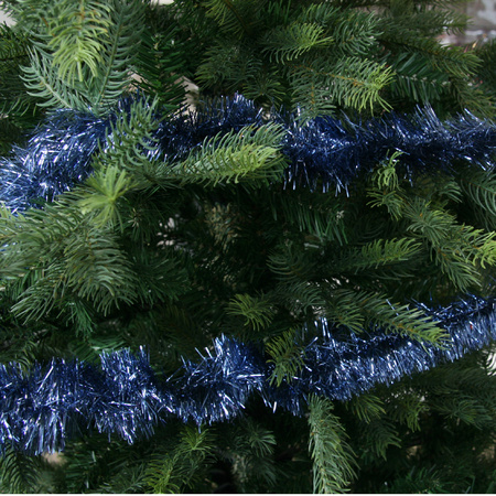 Kerst lametta guirlande donkerblauw 270 cm kerstboom versiering/decoratie
