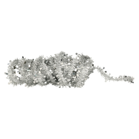 Decoris Kerstslinger - met sterren - zilver - lametta - 700 cm