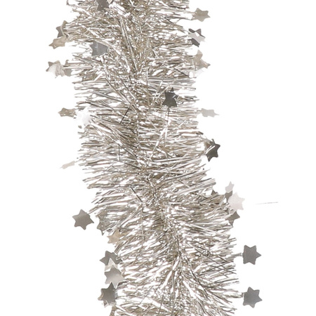 1x Pearl/champagne stars Christmas tree foil garland 10 x 270 cm
