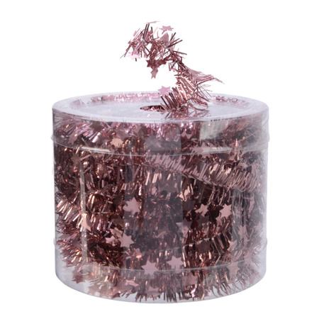 Decoris folieslinger - dun - oudroze - met sterren - 700 x 3 cm