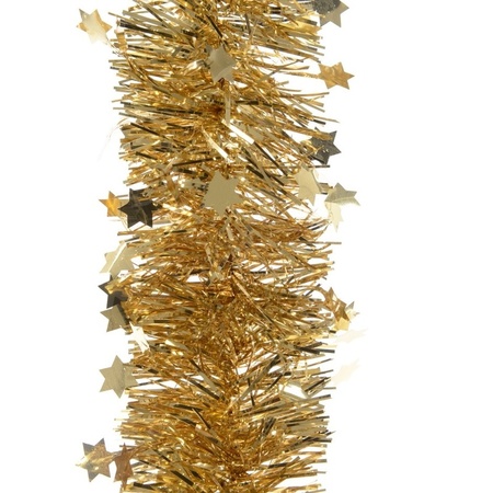 1x Kerst lametta guirlandes goud sterren/glinsterend 270 cm kerstboom versiering/decoratie