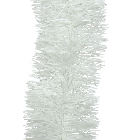 1x Winter white Christmas tree foil garlands 10 cm wide x 270 cm
