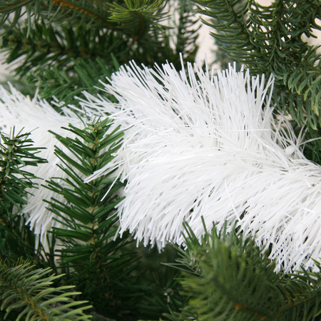 1x Kerst lametta guirlandes winter wit 10 cm breed x 270 cm kerstboom versiering/decoratie