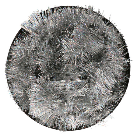 Decoris kerstslinger - zilver - 270 x 7,5 cm - glitter - tinsel/folie - lametta