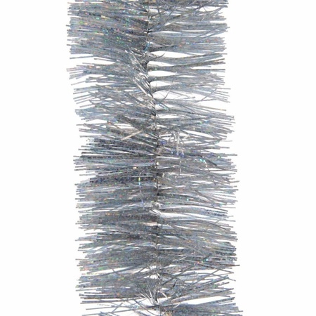 37x pcs plastic christmas baubles 6 cm and foil garland silver