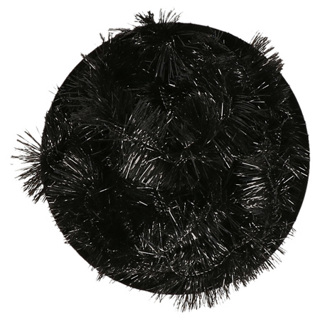 Decoris kerstslinger - zwart - 270 x 7 cm - folie/tinsel - lametta