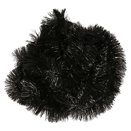 Decoris kerstslinger - zwart - 270 x 7 cm - folie/tinsel - lametta