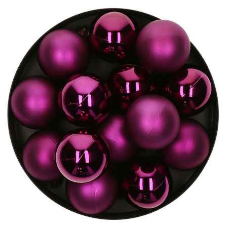 Decoris kleine kerstballen - 16x - paars - 4 cm -kunststof