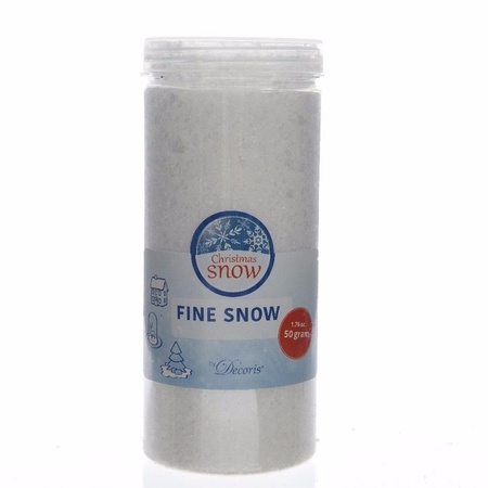 Decoris kunstsneeuw - 50 gram - fijn sneeuw - potje H14,5 cm