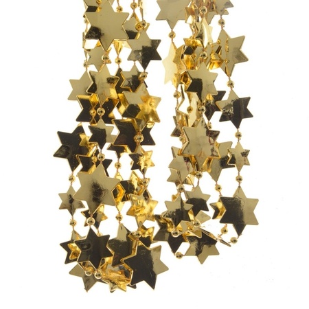 16x stuks kunststof kerstballen 6 cm incl. sterren slinger goud