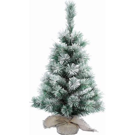 Everlands mini kunst kerstboom/kunstboom - 60 cm - besneeuwd