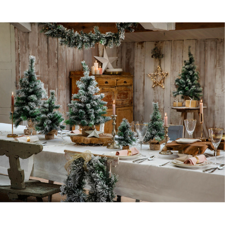 Everlands mini kunst kerstboom/kunstboom - 60 cm - besneeuwd