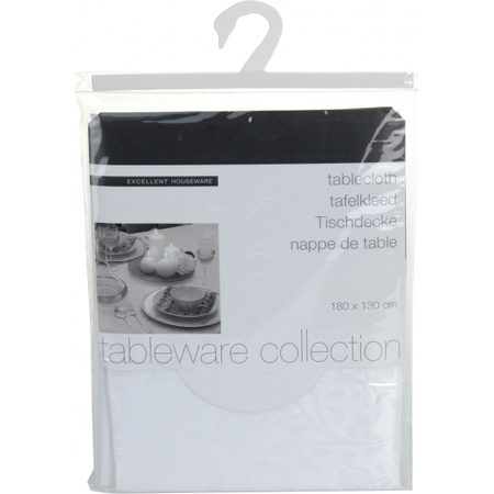 Excellent Houseware - Tafelkleed wit parelmoer polyester  180 x 130 cm
