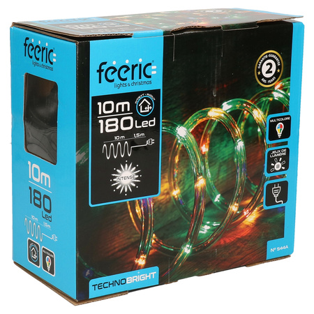 Feeric set of 2x pieces ropelights 10 meters with 180 colored led lights