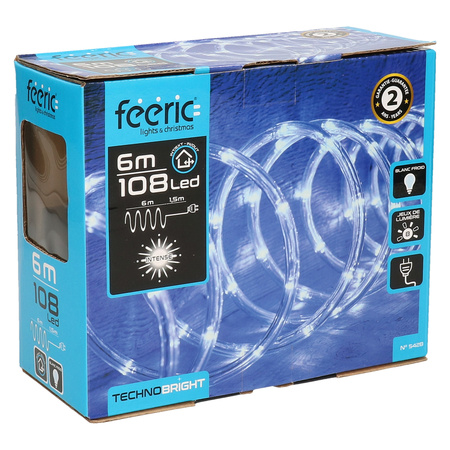 Feeric set of 2x pieces ropelights 6 meters with 108 clear white led lights