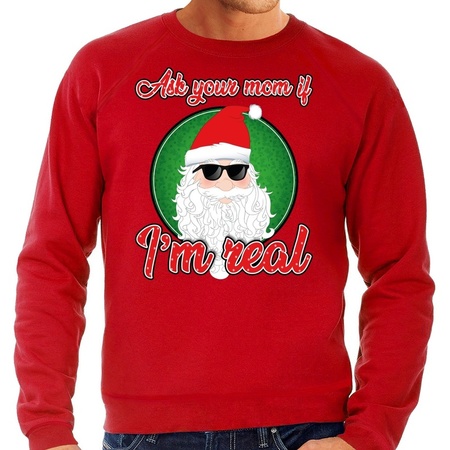 Foute kerstborrel trui / kersttrui ask your mom rood voor heren