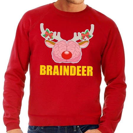 Foute kersttrui / sweater braindeer rood voor heren
