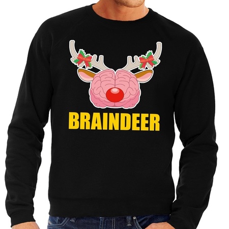 Foute kersttrui / sweater braindeer zwart voor heren
