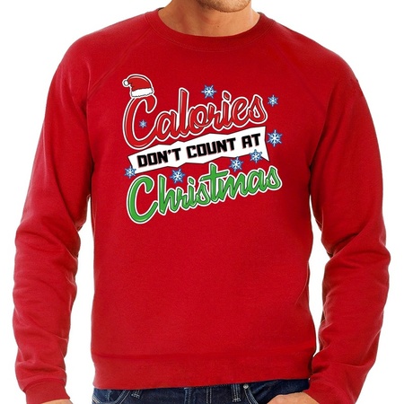 Foute kerstborrel trui / kersttrui Calories don't count at christmas rood voor heren
