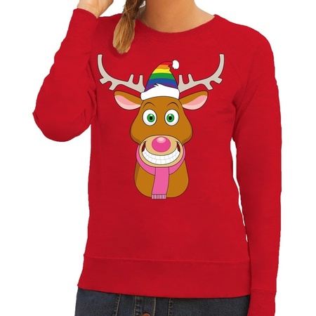 Christmas sweater Gay Rudolph gray woman