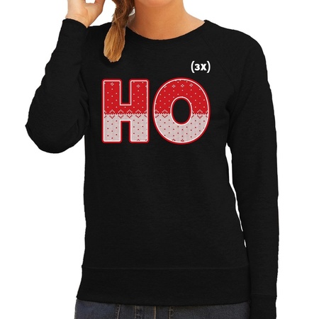 Christmas sweater Ho Ho Ho black for women