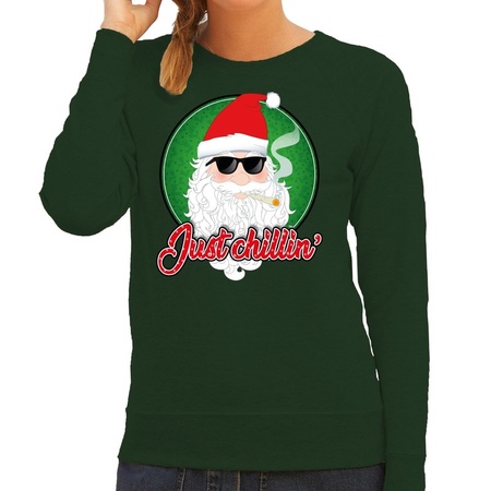 Christmas sweater just chillin green for women