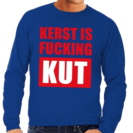 Christmas sweater Kerst Is Fucking Kut blue men