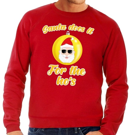 Christmas sweater Santa does it for the ho's red men