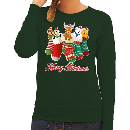 Christmas sweater xmas socks merry christmas green for women