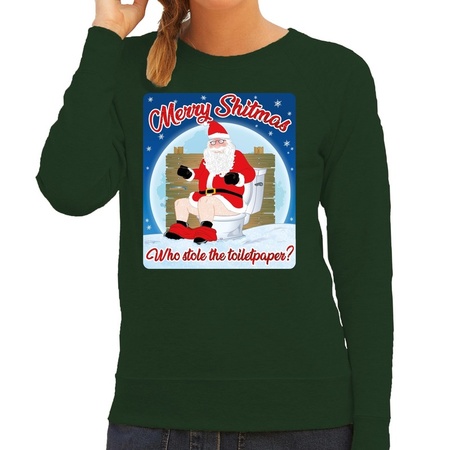 Christmas sweater merry shitmas toiletpaper green for women