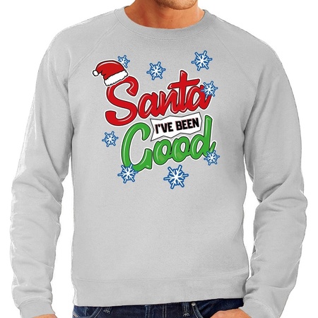 Christmas sweater Santa I have been good grey for men