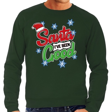 Christmas sweater Santa I have been good green for men