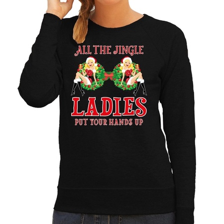 Zwarte kersttrui / kerstkleding all the single ladies / jingle ladies voor dames