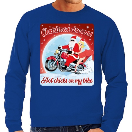 Foute kerstborrel trui / kersttrui christmas dreams blauw voor motorrijders voor heren