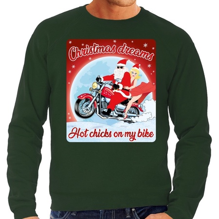 Foute kerstborrel trui / kersttrui christmas dreams groen voor motorrijders voor heren