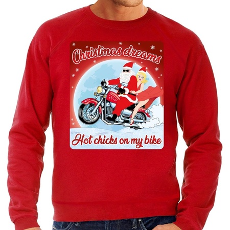 Foute kerstborrel trui / kersttrui christmas dreams rood voor motorrijders voor heren